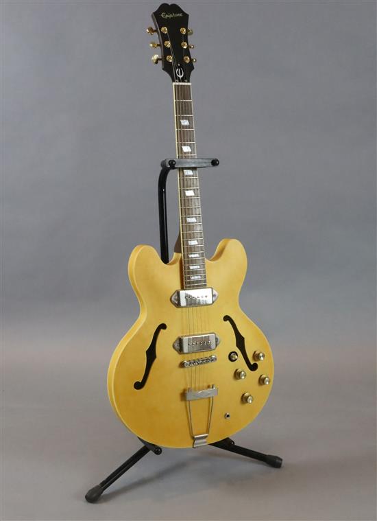 An Epiphone Casino E230TD John Lennon inspired hollow body electric guitar, with hard case